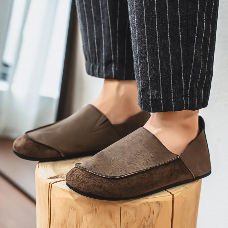 Мужские ретро мокасины Обувь Мода Повседневные слипоны Балетки Обувь для вождения Черные Хаки Обувь с широким носком Большой размер
