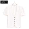 FOXEY NEW YORK 26154 White Buttoned Short Sleeve Cardigan Tops 38 whiteUsed