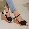 Lucyever Closed Toe Wedge Heeled Sandals Women Summer Ankle Buckle Gladiator Shoes Woman Plus Size Platform Sandalias Mujer 43