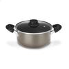 Iris Ohyama 20cm Pot with Glass Diamond Easy to Metallic Greige Double-Handled Lid, Gas/IH Compatible, Lid, Coating, Long-lasting, Non-stick, Clean,