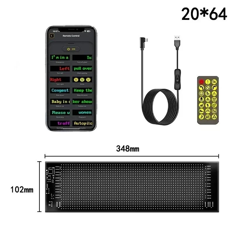 Гибкая светодиодная матричная пиксельная панель USB DIY Программируемый RGB Анимационный дисплей Bluetooth APP Рекламная вывеска для заднего стекла автомобиля