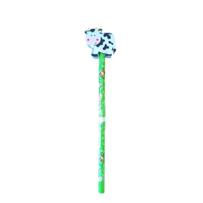 Crayon a papier avec Gomme 19 cm Vache