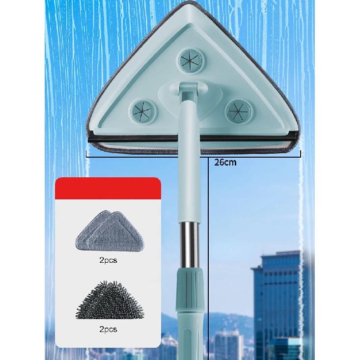 Triangle Glass Wiper Telescopic Rod Windows Cleaning Brush Window Cleaner Professional Household Window Cleaning Tool