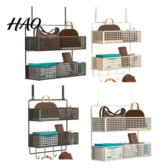 Bedroom Hanging Storage Rack Door Organizer with Hooks Sturdy Construction Mesh Hanger Hook Design Easy to Assemble Detachable Behind Basket