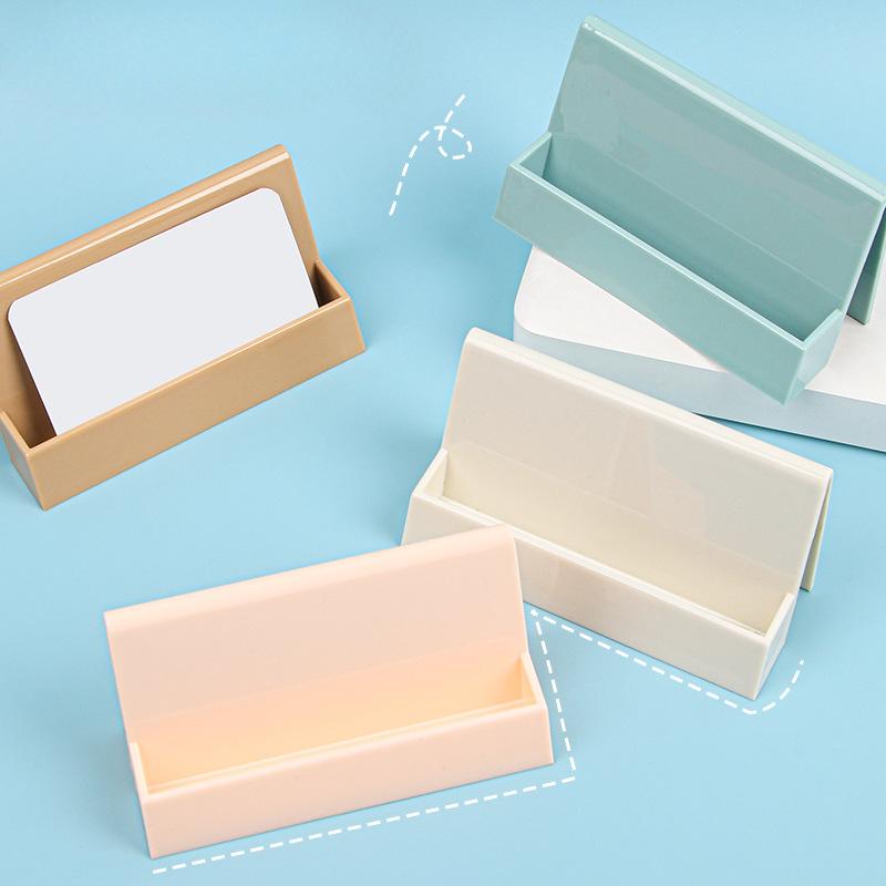 Настольная подставка для визитных карточек, держатель для заметок, ящик для хранения, пластиковый органайзер для карточек для офиса, милые настольные аксессуары