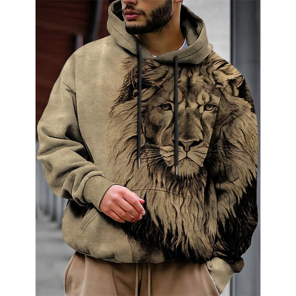 Men's Unisex Hoodie Fashion Pullover Hoodie Sweatshirt Hooded Animal Wolf Lion Dragon Tiger Print Daily 3D Print Casual Hoodies