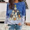Spring and Autumn Round Neck Cat Pattern 3D Printed Top Fashionable Casual Long Sleeved Women's T-shirts