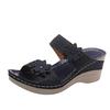 Casual Flower Large Size New High-heeled One-character Women's Wedge Slippers