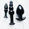 Черные стеклянные анальные пробки 3 шт. 3,4/4,9/6,5 см SM BDSM товары для взрослых Гей анальная мастурбация расширение секс-игрушки вытягивание бусины
