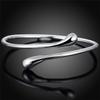 Silver Color Smooth Tear Drop Cuffs Open Variable Adjustable Bracelet Women