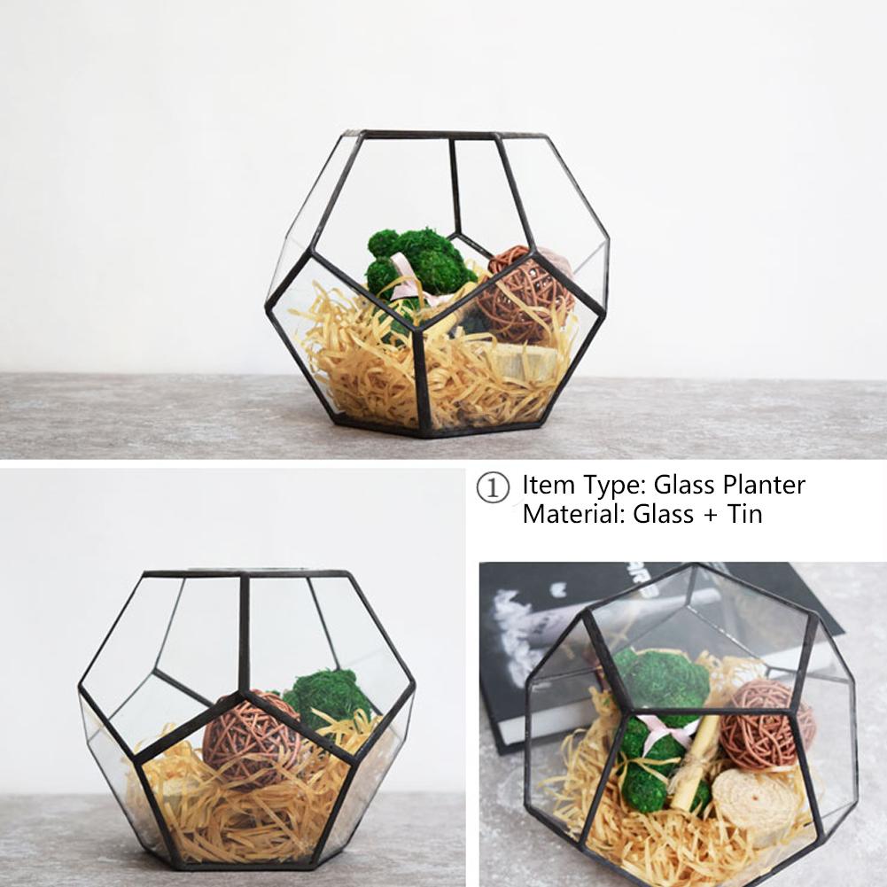 Стильный стеклянный цветочный горшок геометрической формы суккулентов, контейнер для растений, ландшафтное украшение
