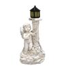 Resin Roman Colum Angel Statue with Solar Lights Ornament Outdoor Garden Waterproof Figurine Solar Glowing Lamp Decors