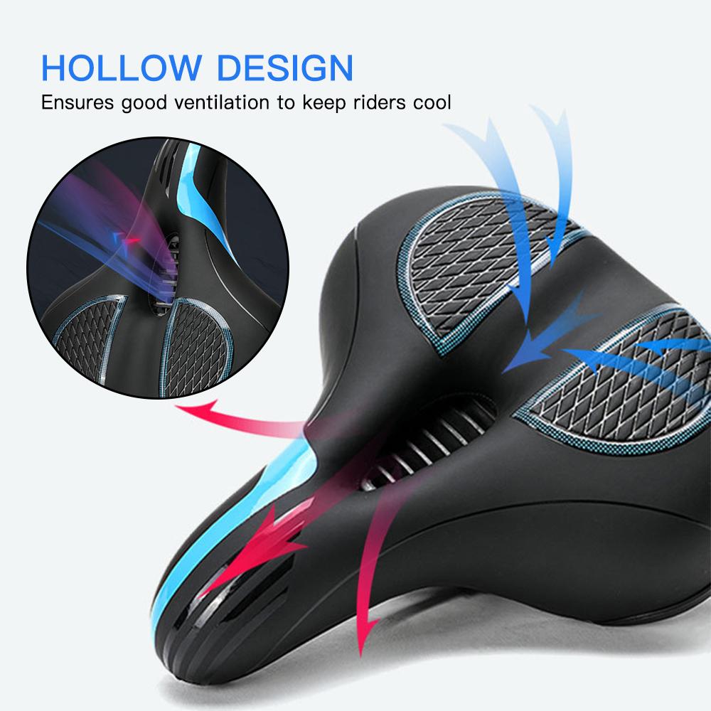 Shock Absorbing Wide Bike Seat Bicycle Saddle with Tool Waterproof Breathable Hollow Bicycle Seat Cushion Mountain Bike