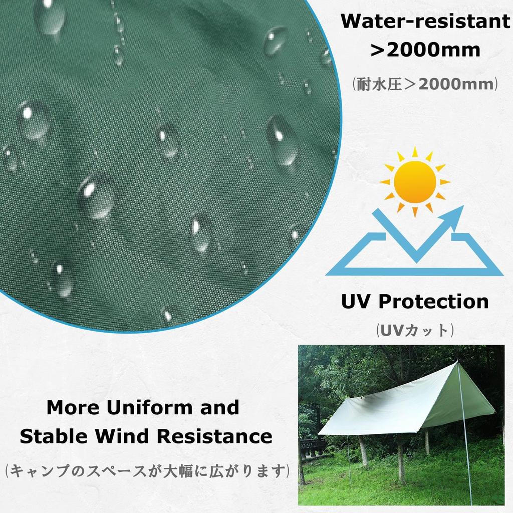 YAPJEB Водонепроницаемый кемпинговый УФ 2000 мм Водонепроницаемый солнечный тепловой УФ компактный спортивный чехол для хранения в комплекте х 5 брезент, брезент, палатка, тент, защита, сопротивление,