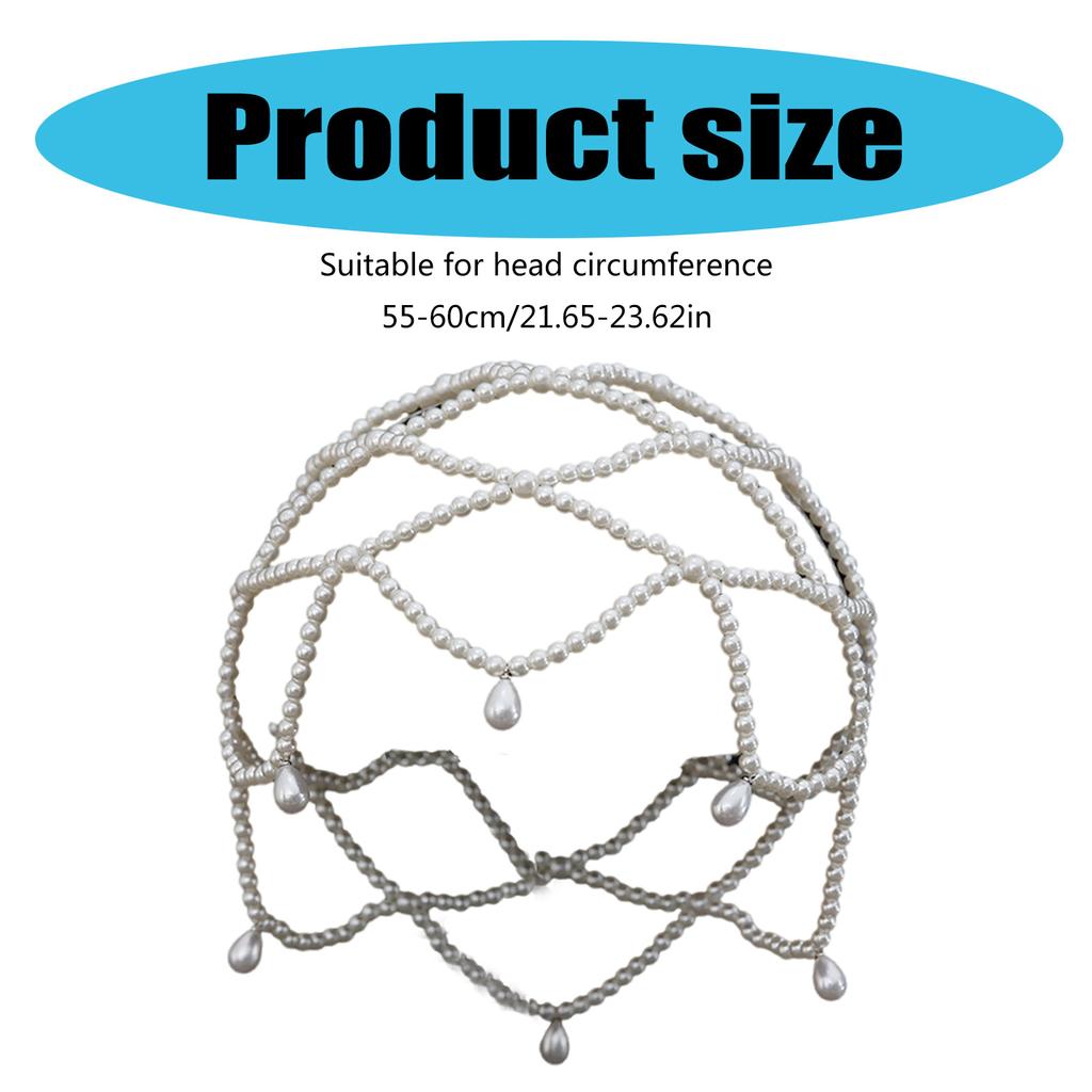 Handmade Pearls Weave Hat Elegant Bride Hat Women Casual Wedding Hairpiece for Bridal and Wedding Guests