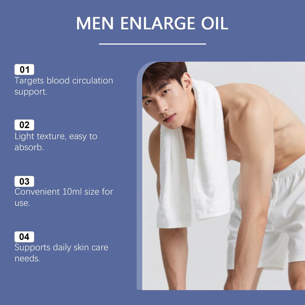 Men's Growth Boosting Oil Supports Blood Circulation And Skin Care. Mild Ingredients Nourish And Comfort The Body. Daily Massage Care Oil,10ML