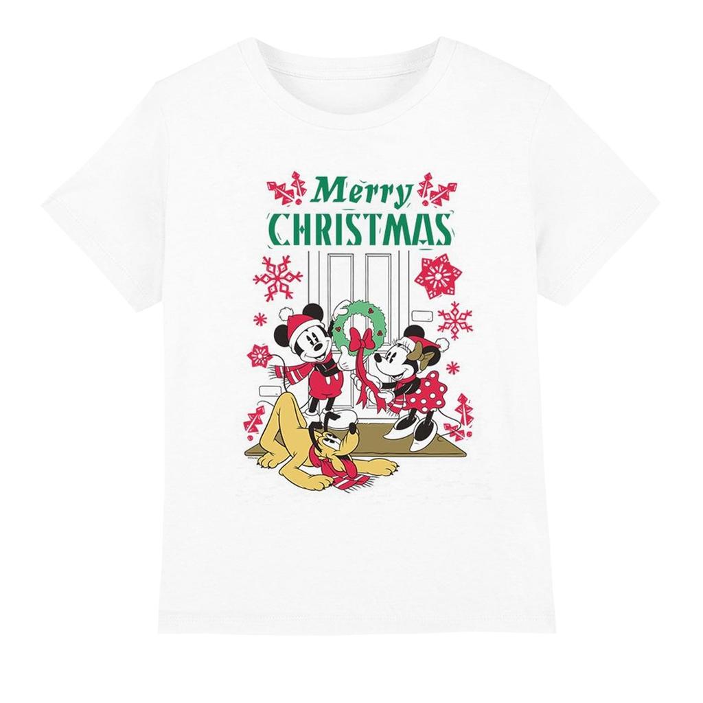 Disney Детская рождественская футболка с изображением венка Микки и Минни Маус