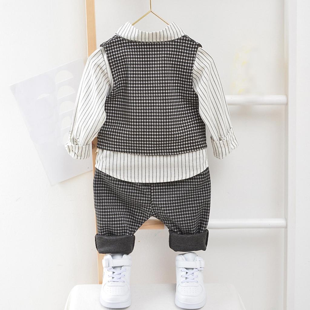 Модный костюм для мальчиков, комплект из трех предметов для новорожденных и детской одежды