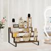 YINMIT Wooden Display Riser Stand Tiered Perfume and Cologne Organizer Stand 4 Tier Spice Rack Organizer Rustic Display Shelf F
