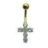 Европейская и американская мода Пирсинг пупка с крестом и камнями
