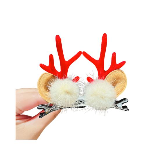 1 пара рождественских заколок для волос, праздничные стили, олень, рождественская елка, снеговик, Санта-Клаус, плюш, декор из пайеток, заколки для волос