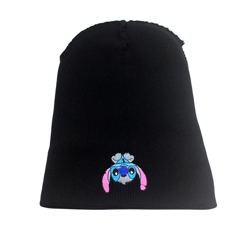 Stitch Knitted Embroidered Hat Anime Peripheral Autumn And Winter Outdoor Warm Hair Hat Elastic Cold Hat Adults And Kids Gifts