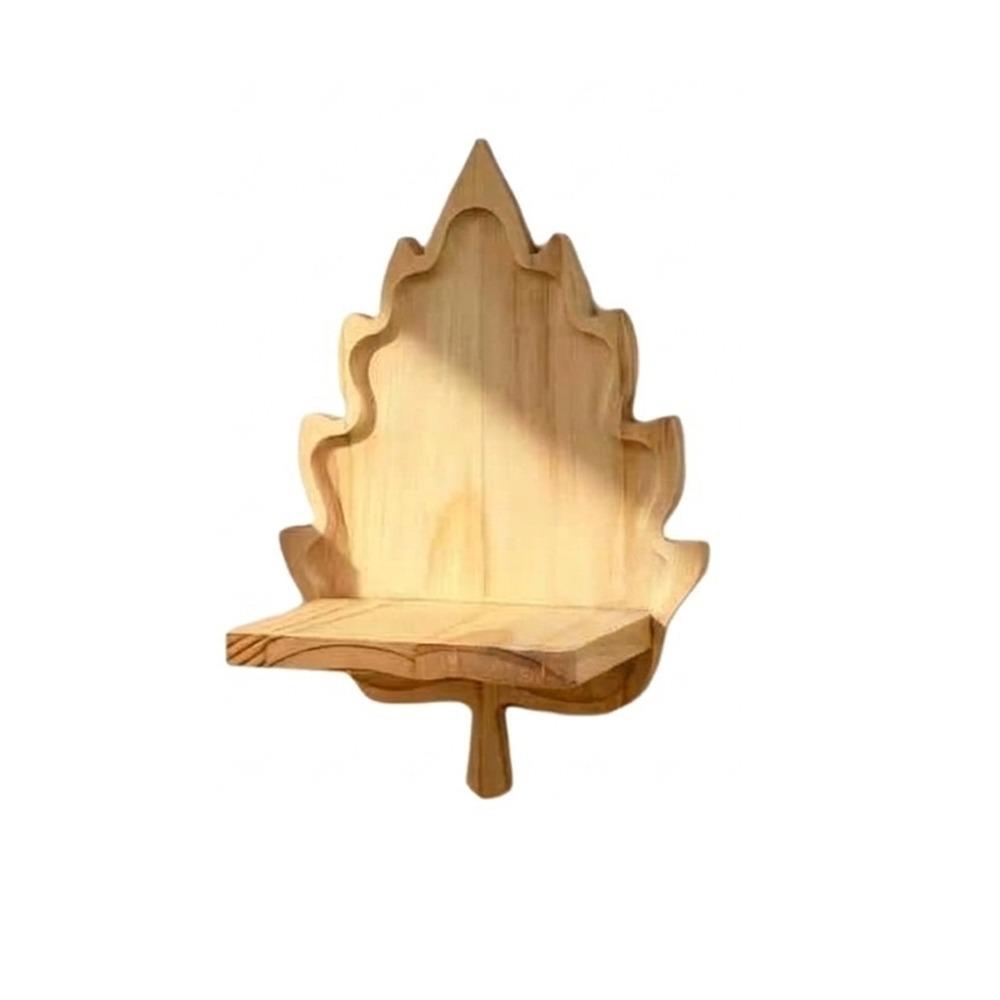 Nature Style Maple Leaf Wall Shelf Wooden Wall Mounted Leaf Shelf  for Living Room