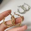 Classic Simple Twisted Weaving Metal Hoop Earrings for Woman 2025 New Vintage Geometric Statement Earrings Zircon Brincos Gift