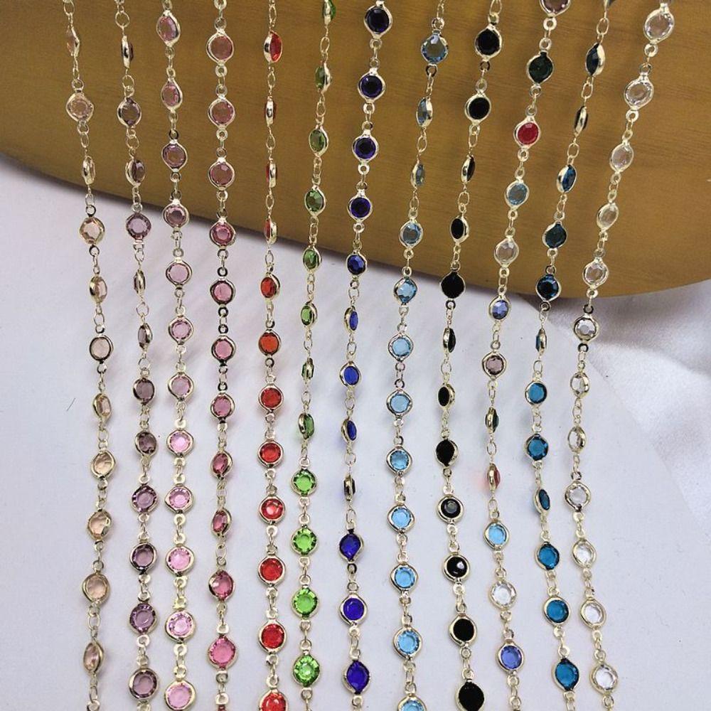 Хрустальные бусины Хрустальные бусины-цепочки Блестящие бусы Изготовление цепочки ожерелья длиной 1 метр