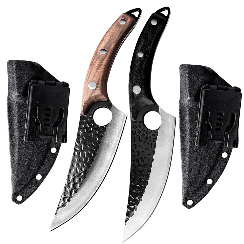 Нож для разделки мяса из нержавеющей стали, ручной работы, кухонный тесак для мяса, ножи для барбекю на открытом воздухе с ножнами из кайдекса