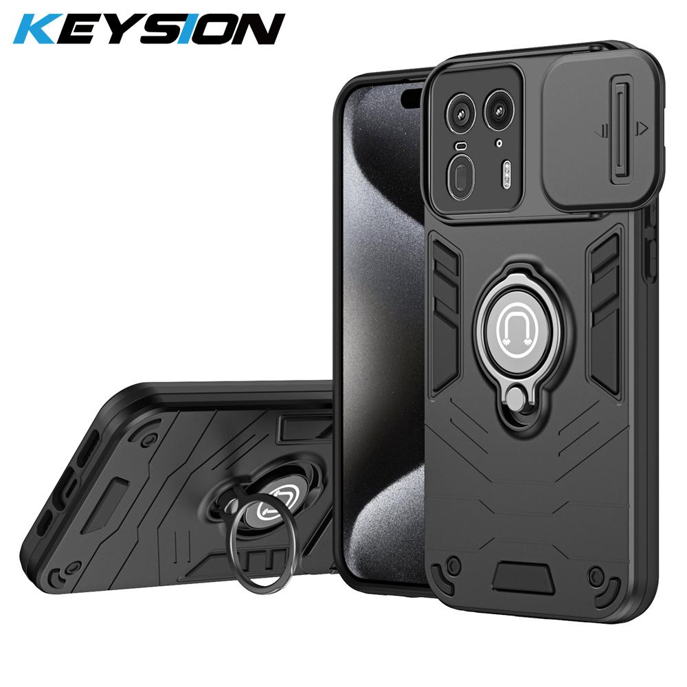 KEYSION Противоударный защитный чехол для MOTO Edge 50 Ultra 5G Slide Camera Защитное кольцо Подставка для телефона Чехол для Motorola Edge50 Ultra