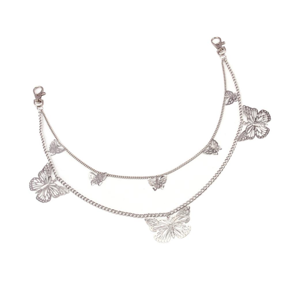 Hiphop Punk Metal Chain Belt with Silver Studs Adjustable Length Chain Belt for Fashionable Adults