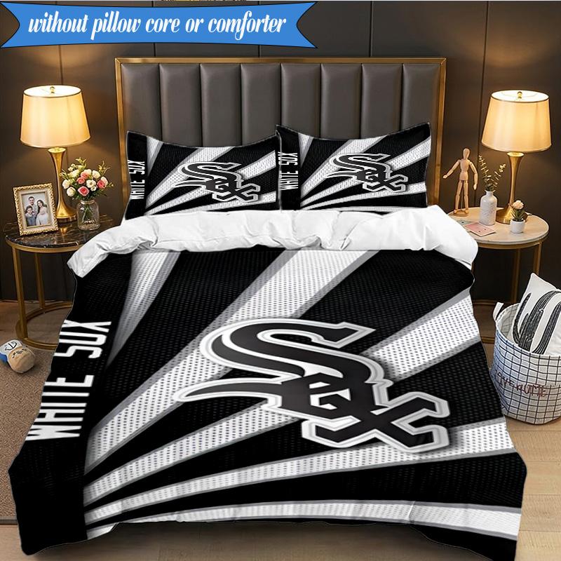 3PCS White Chicago Design Bedding Set,Including 1pc Duvet Cover And 2pcs Pillowcases Perfect for Bedroom, Dormitory, Fan Christmas gift