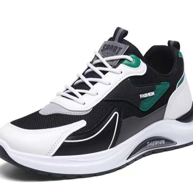 Men's shoes soft sole breathable sports single shoes leather surface light comfortable running shoes thick sole casual dad shoes