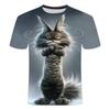 Летний топ с круглым вырезом и 3D-принтом милого кота, модная повседневная мужская футболка с коротким рукавом