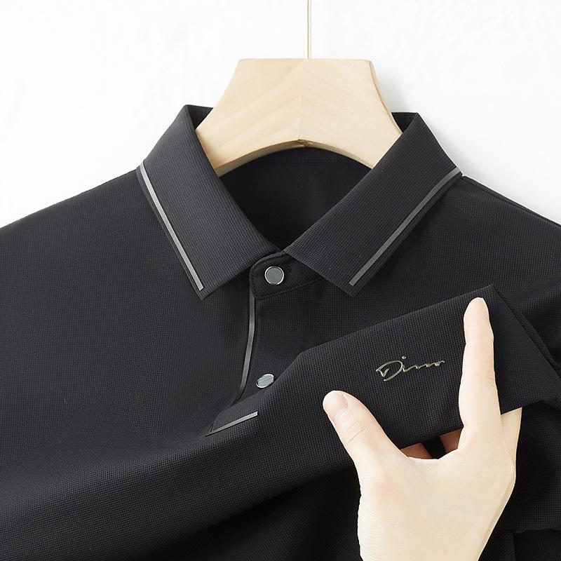 Повседневная футболка мужская Ice Silk, подарок на День отца, легкая роскошная машинная стирка, дышащая, быстросохнущая, поло