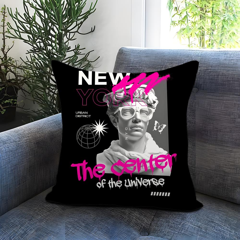 Creative Sculpture Painting Cushion Cover Comfortable Reversible Pillow Cover Ideal for Car Sofa Bedroom Beyond