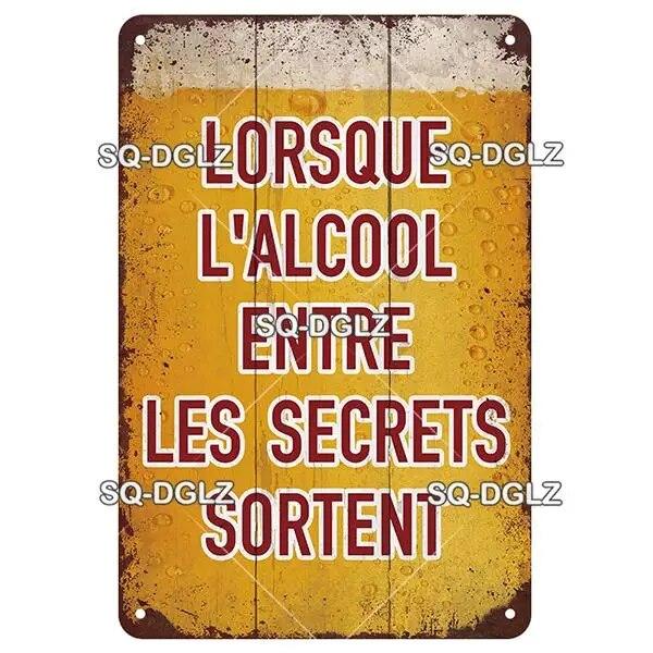 SQ-DGLZ Vintage Metal Sign French Beer Bar Tin Sign Shop Plate Home Bar Door Wall Decor Sticker Decoration Plaque Poster Gift