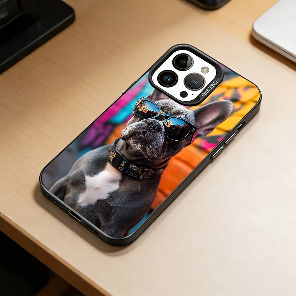 Чехол для телефона с изображением французского бульдога -DG для iPhone 17,16,15,14,13,12,11 Plus,Pro Max,XS, Цветной Посеребренный Внутренний Чехол