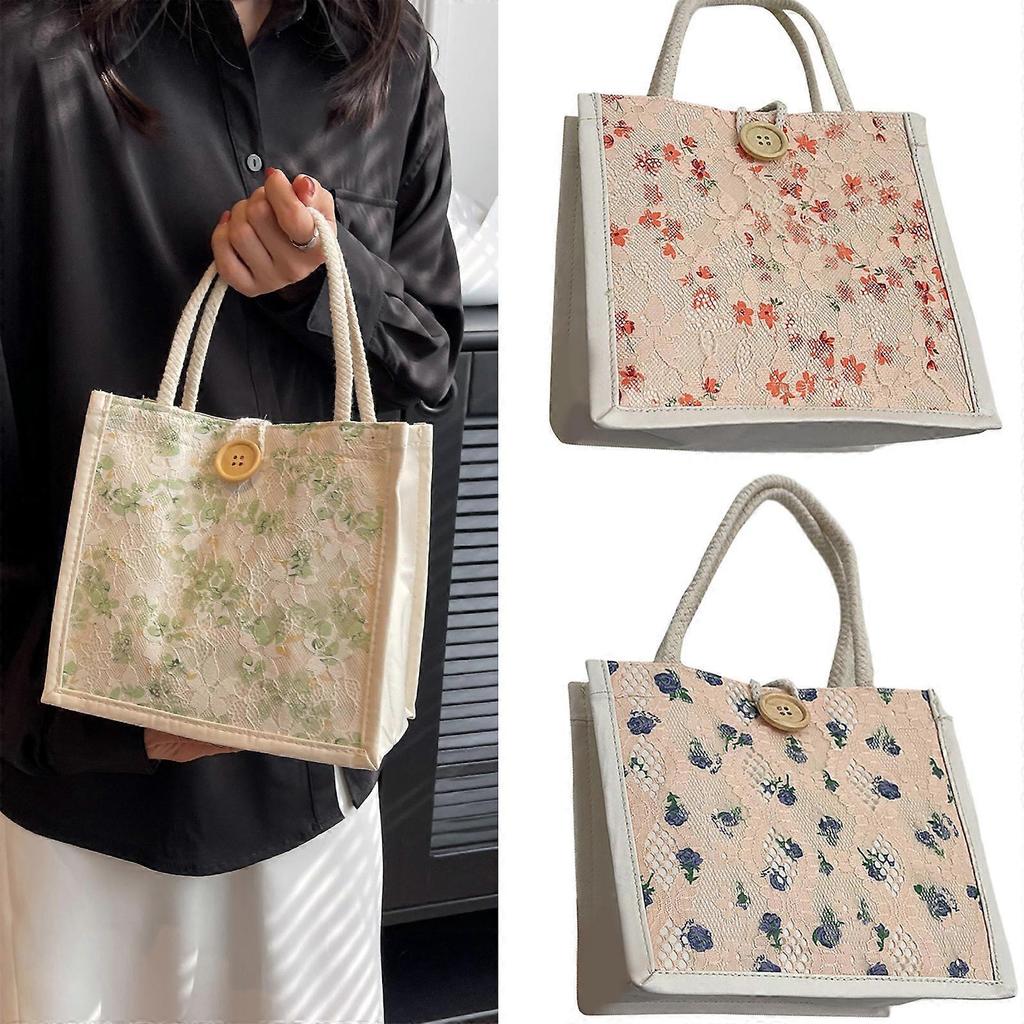 Fashionable Mini Fabric Bag With Sweet Floral Print Top Handle Handbag For Women Great For Casual Or School Use Pink