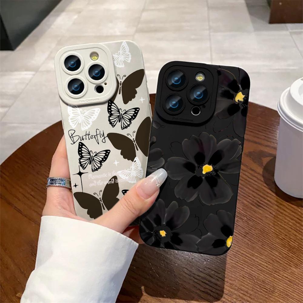 Чехол для телефона с цветочным узором для iPhone 13 12 11 17 16 15 14 Pro Max Для iPhone 14 16 15 7 8 Plus XS XR X Ударопрочный силиконовый чехол