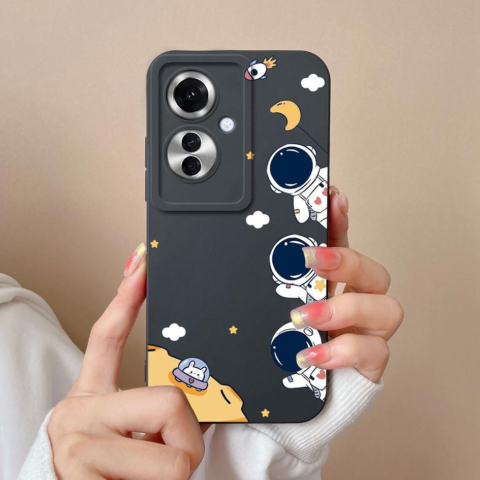 Чехол для OPPO A60 A59 Realme C65 12x Reno11 Pro, чехол для телефона с милым астронавтом-пилотом, противоударный, мягкий жидкий силикон, популярный чехол-бампер для OPPO