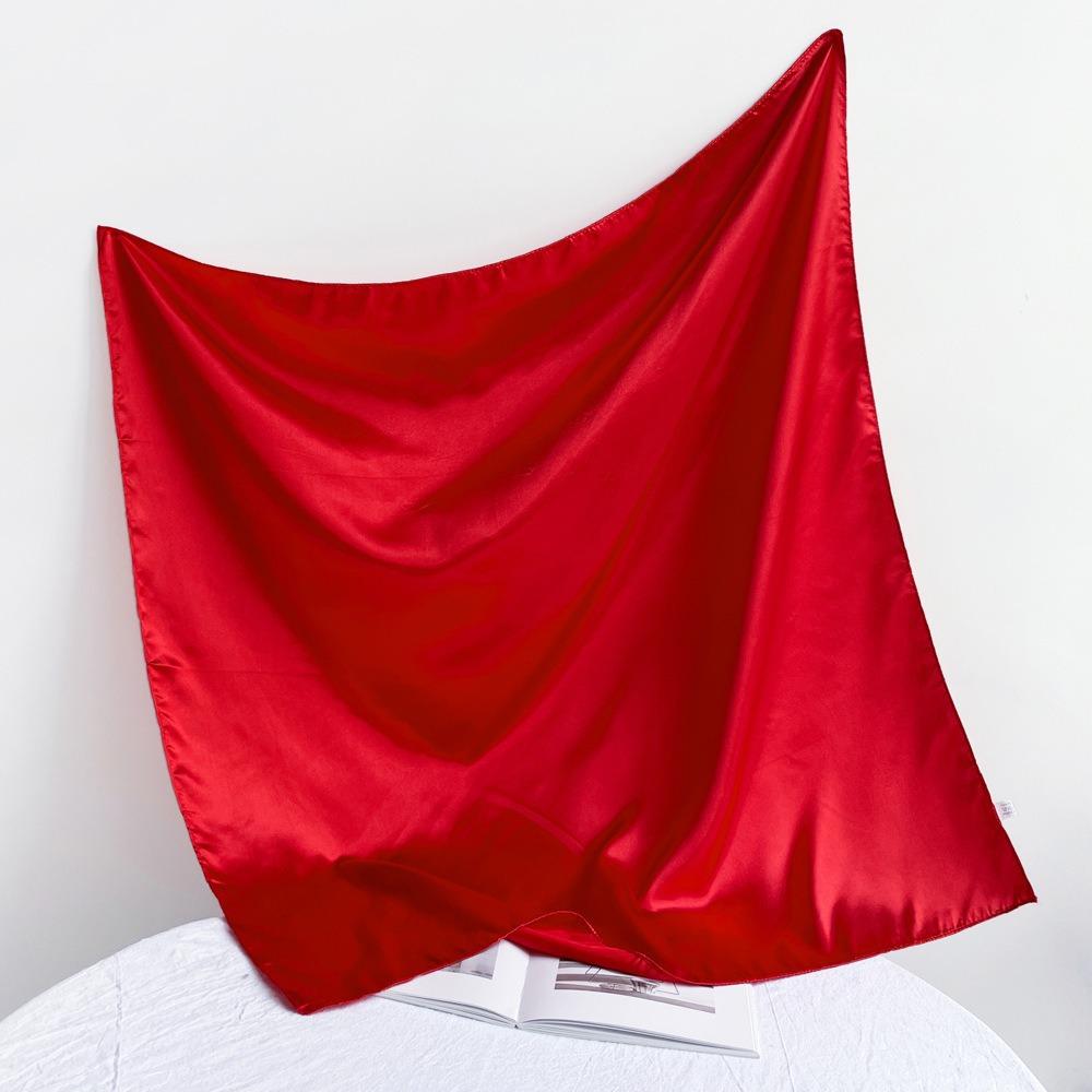 90*90СМ Однотонный Квадратный Шарф для Женщин Шарф и Головной Платок Сатиновый Модный Блестящий Шелковый Шарф