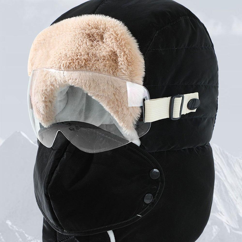 Ветрозащитная зимняя маска-очки Шапка Антизапотевание Очки Теплая лыжная шапка Простая шапка-ушанка для езды Русская
