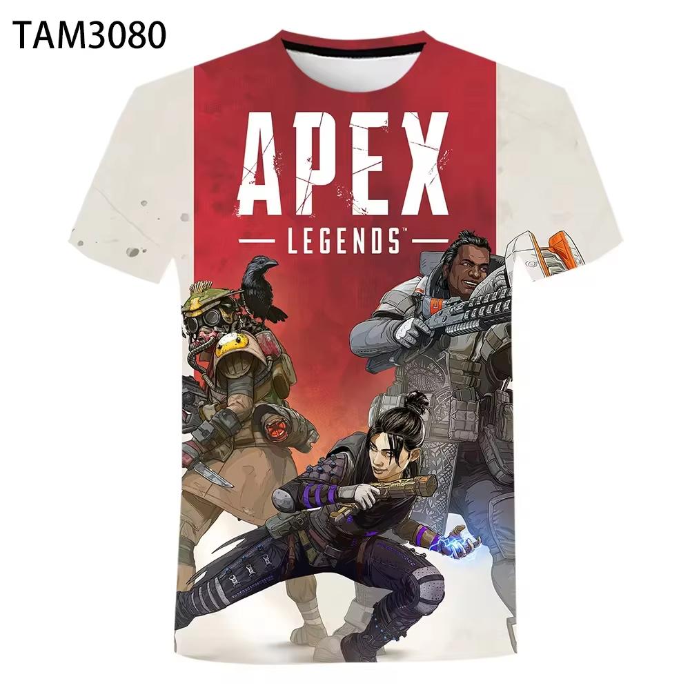Round Neck 3D Apex Legends Game Graphic Print Casual Shorts Sleeved Men's T-shirts - Soft Medium Stretch Polyester Fabric Summer Relaxed Fit Clothing