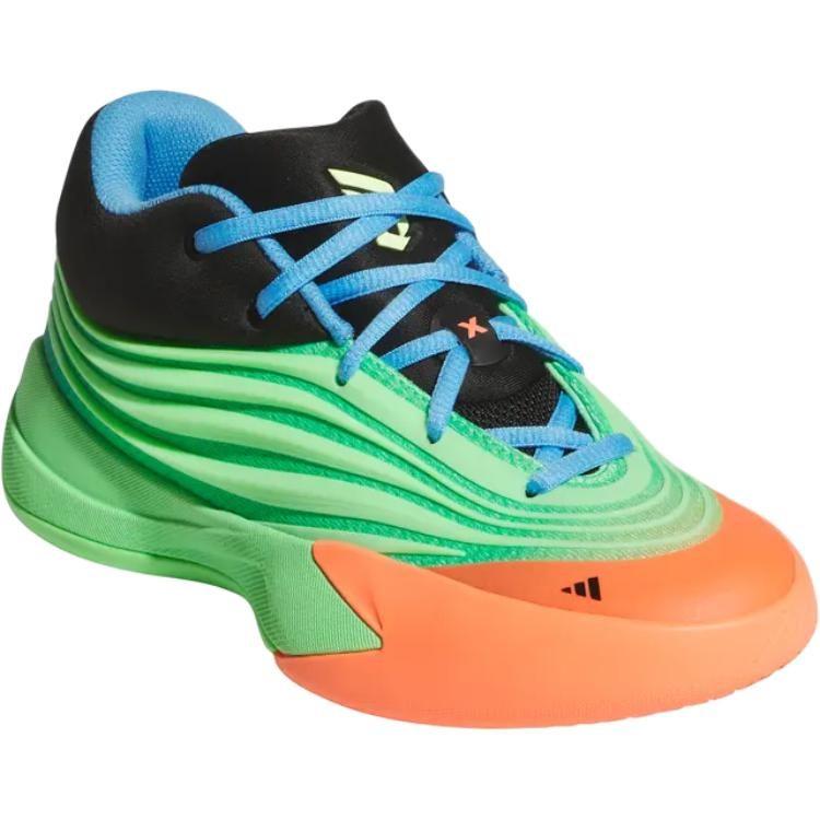 adidas Dame 10 Нескользящие Устойчивые к истиранию Низкие Детские Баскетбольные Кроссовки Зеленые Черные Унисекс JP8635