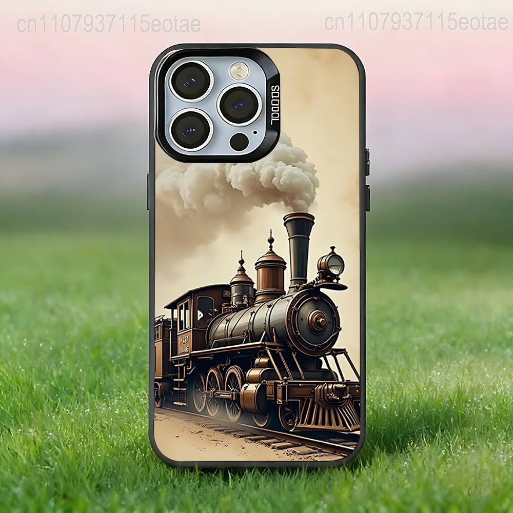 Vintage Classic Steam Train Railway Phone Case For iPhone 17,16,15,14,13,12,11,Pro,Max,Plus,E,Air,Mini Anti Fall Black Bumper