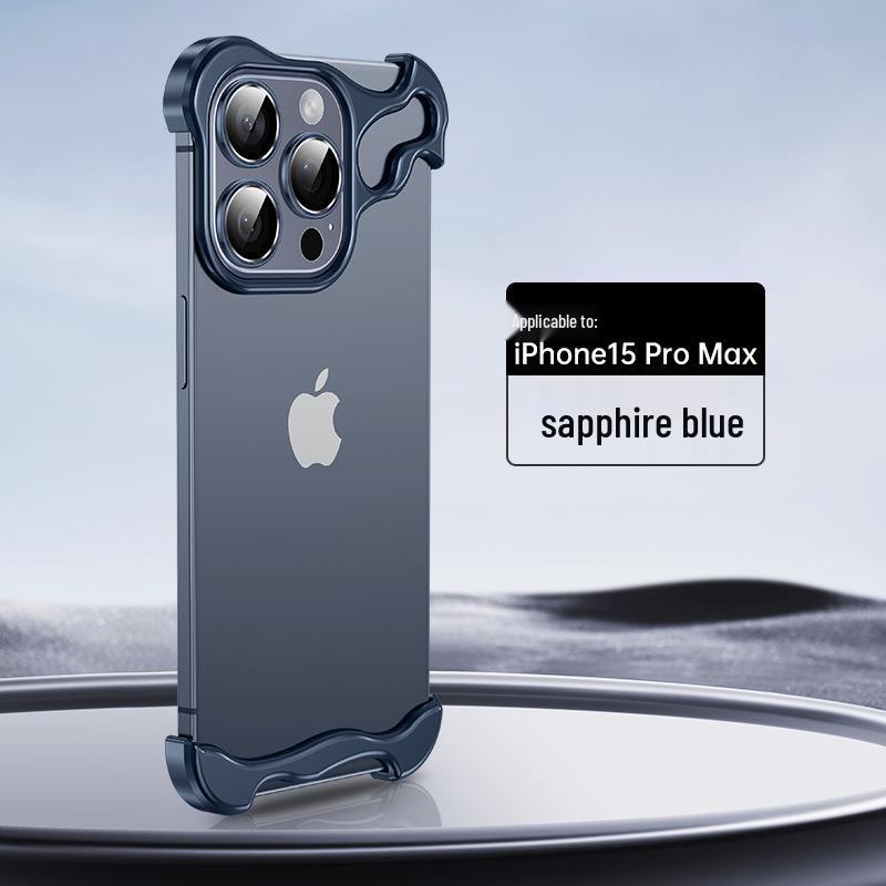 Металлический чехол-рамка для iPhone 16 Pro Max с пленкой для 15 линз, без задней панели