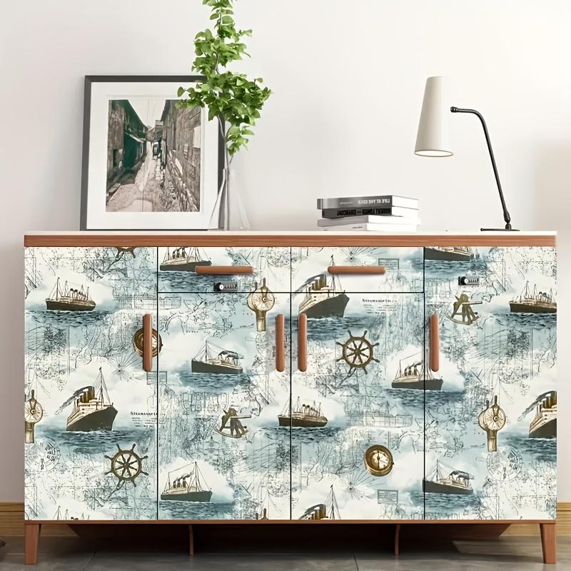 1 рулон самоклеящихся обоев в стиле винтажной парусной эпохи размером 17,7 * 393,7 дюйма, используемых для украшения рабочих столов, домашнего декора. Украсьте свой дом!