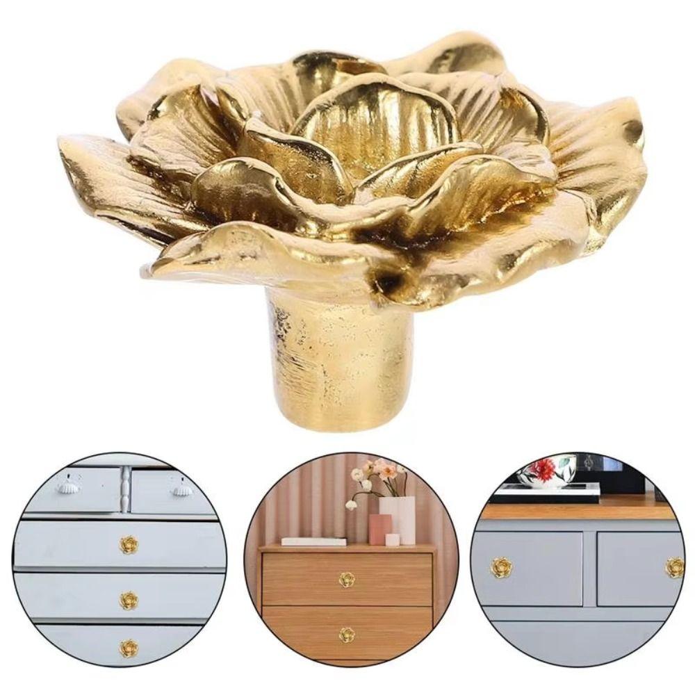 Flowers and Plants Brass Cabinet Pull Brass Floral Shaped Knobs  Dresser Pulls
